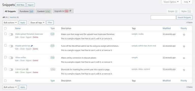 Code Snippet plugin