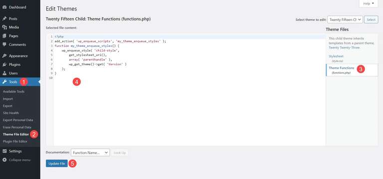 Customize WordPress Child Theme