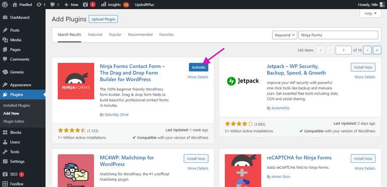 Activate WordPress Plugin