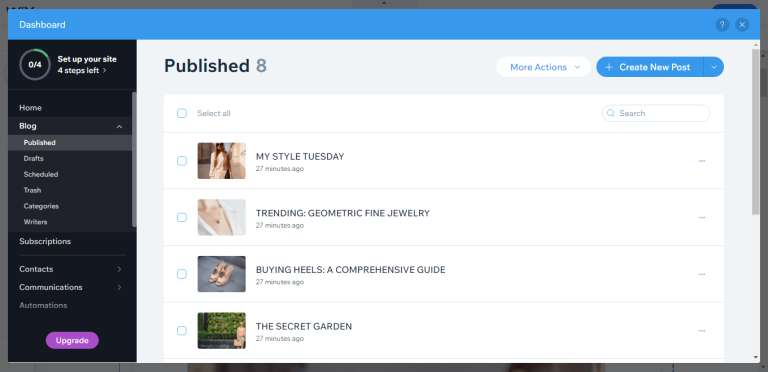 Content Manager features in Wix