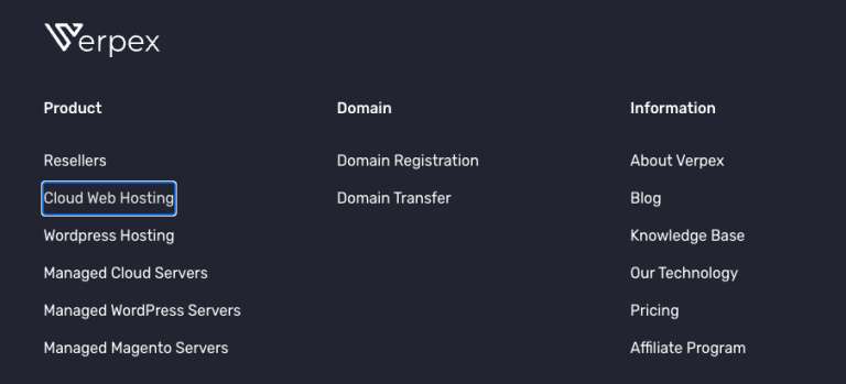 Verpex Footer Navigation with the Keyboard