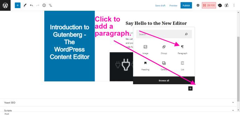 Adding Paragraphs in Gutenberg1