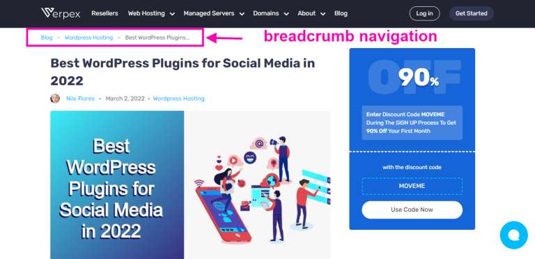 Breadcrumb Navigation on Website