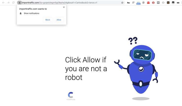 malware site redirection example
