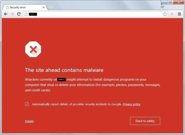 example of malware browser warning