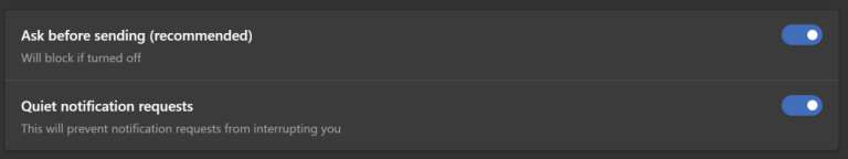 Quiet notification requests