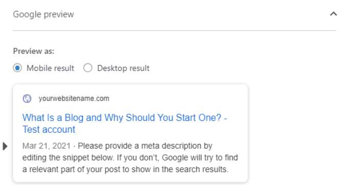 Google Preview Yoast