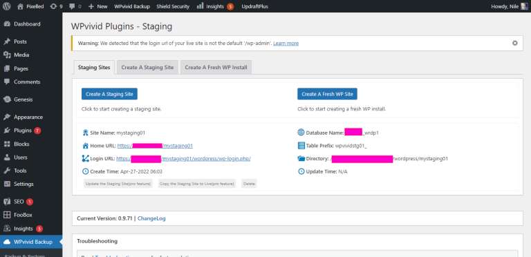 WPvivid Backup plugin Interface