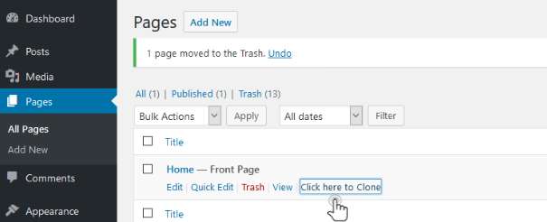 Duplicate a WP Page