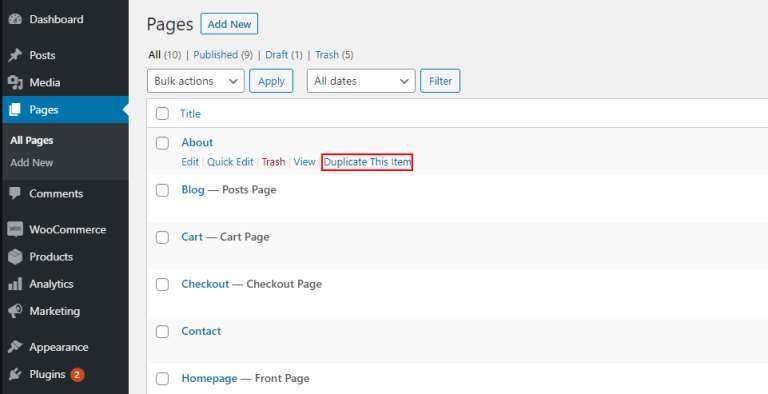 Duplicator Plugin Dashboard