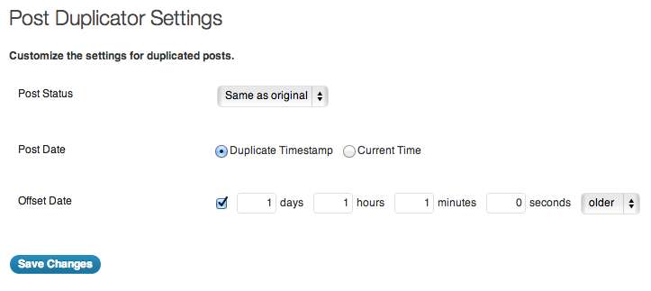 Post Duplicator Setting