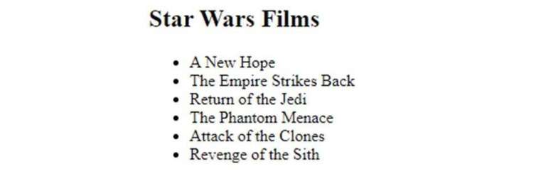 Screen shot of Alpine app showing a list of dynamically loaded films