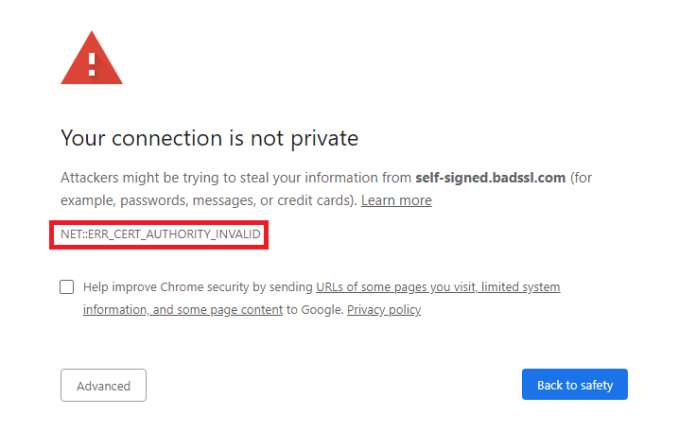 your connection is not private