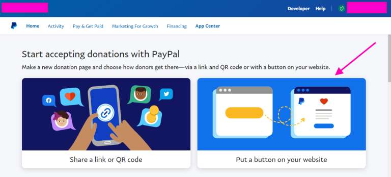 Embed PayPal donation button Step2