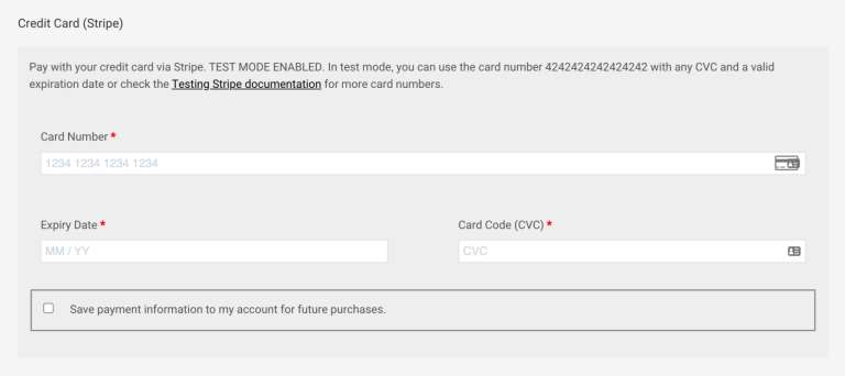 Inputting of customer card details