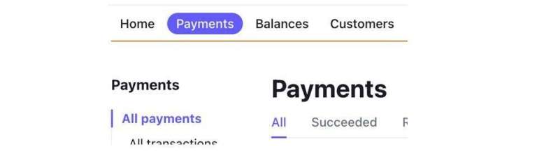 Clicking the payments tab
