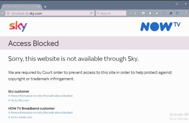Blocked by your Internet service provider