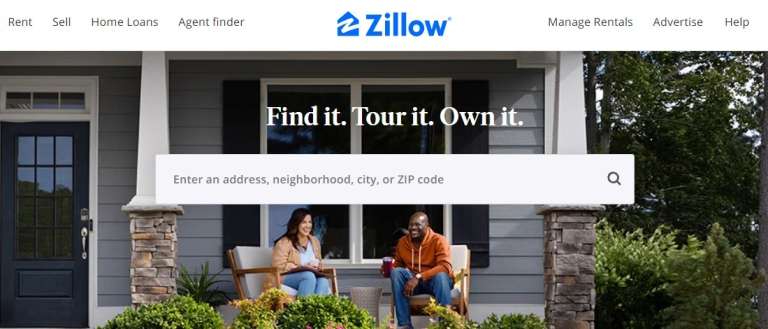 Zillow homepage
