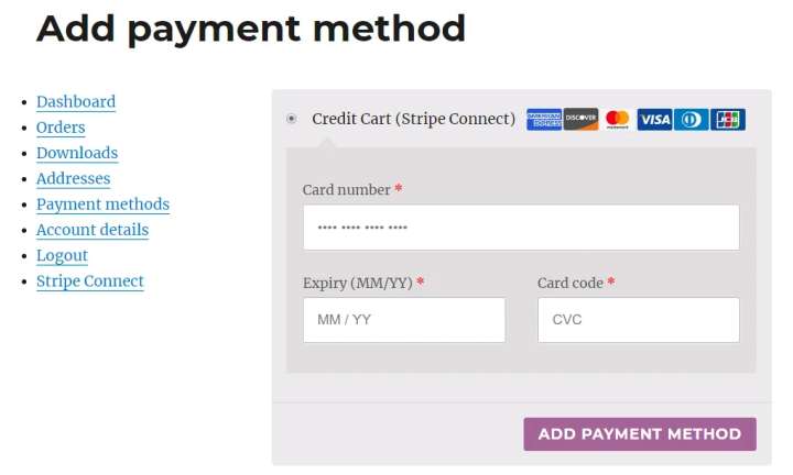 Stripe payment method