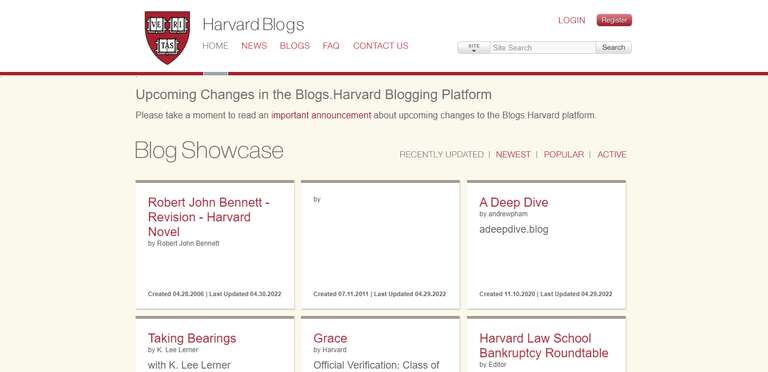 Harvard blogs example