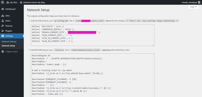 wordpress multisite network admin setup