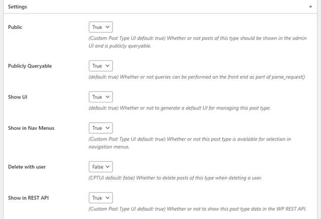 Adjust your custom post type’s settings 1