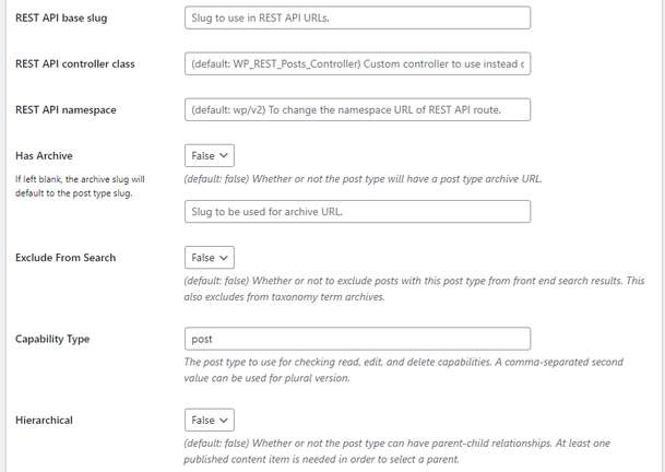 Adjust your custom post type’s settings 2