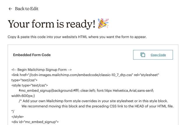 Adding a signup form to your website’s footer 4