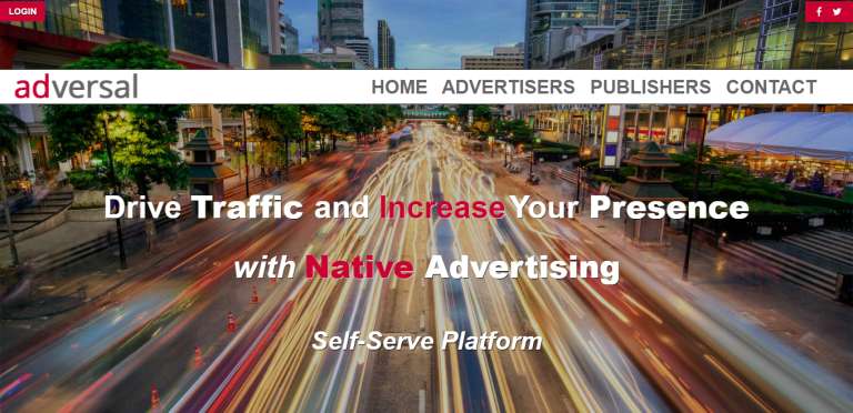 adversal website homepage