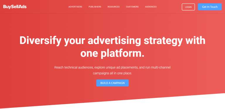 BuySellAds website homepage