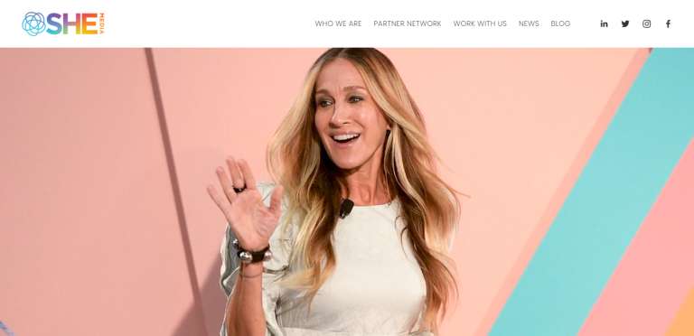 SHE Media website homepage