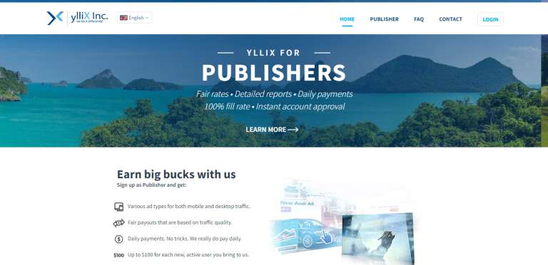 ylliX website homepage