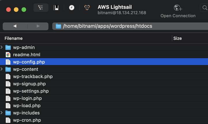 Editing the wp-config.php file