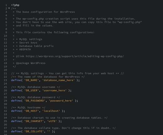 Editing the wp-config.php file 2