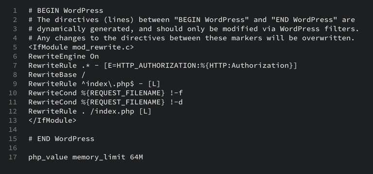 Editing the .htaccess file 3