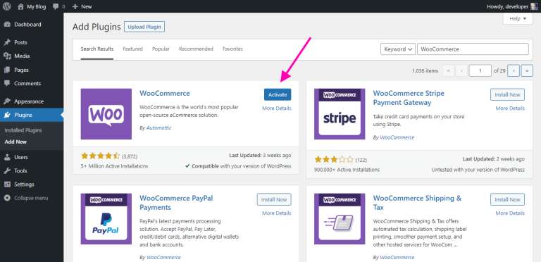 Install and activate WooCommerce 3