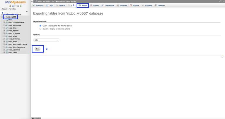 How to Export and Import My SQL Through php My Admin
